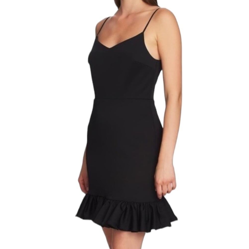1.STATE Black Sugar Plum Dress Ruffle Hem Adjustable Straps NWT Size 10 - Picture 3 of 8